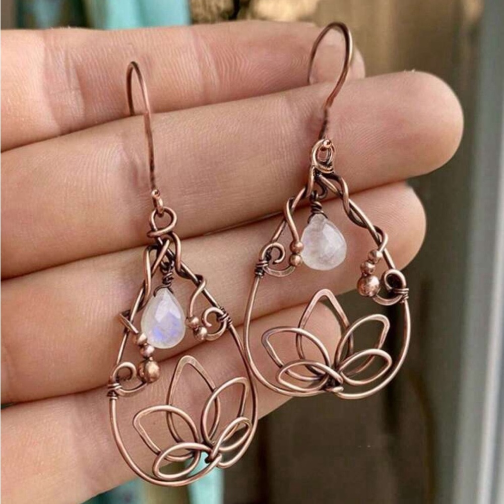 Elegant Rose Gold Lotus Earrings